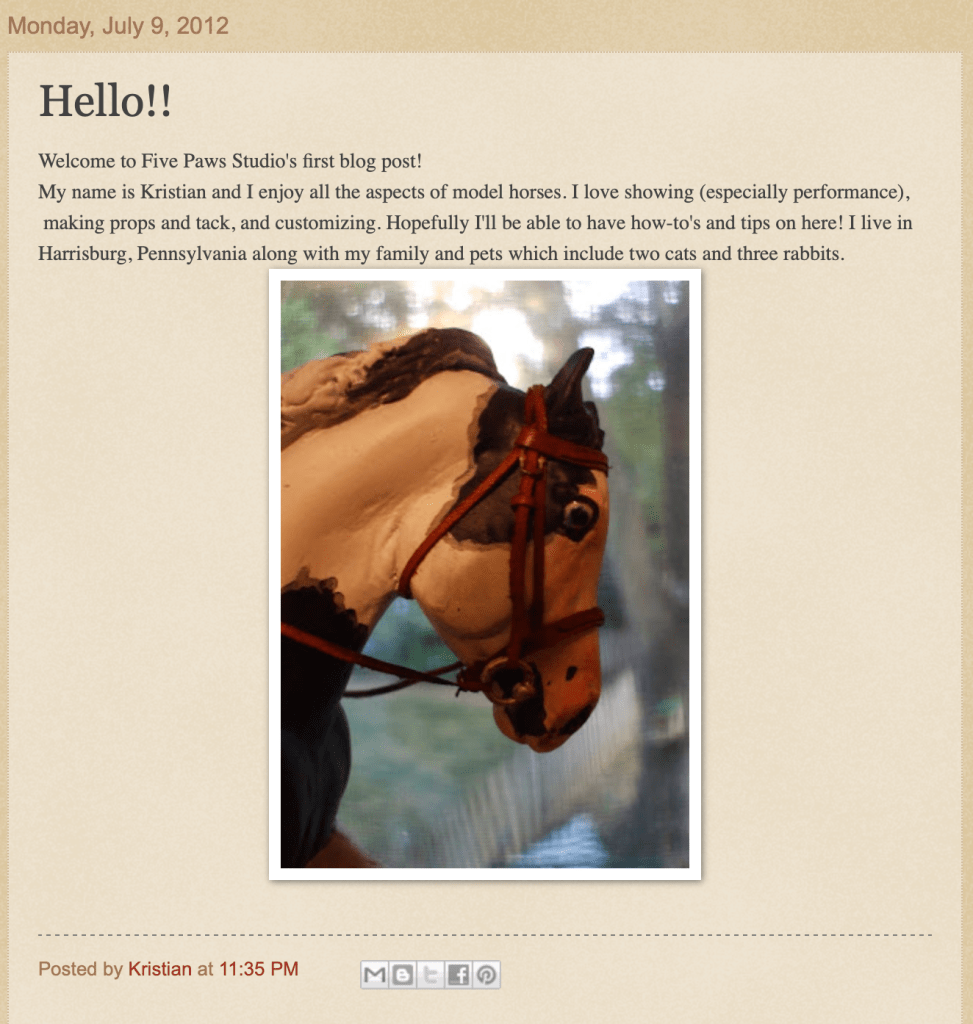 First blog post from 2012. 