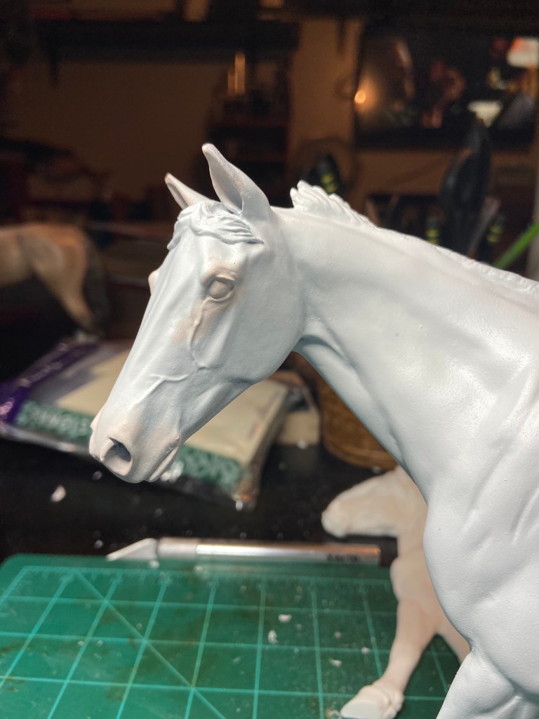 Walter Resin being pastelled to an appaloosa