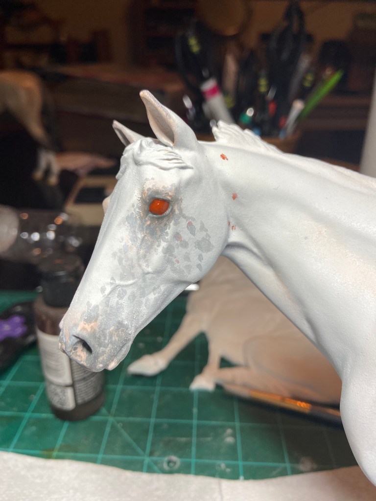 Walter Resin being pastelled to an appaloosa
