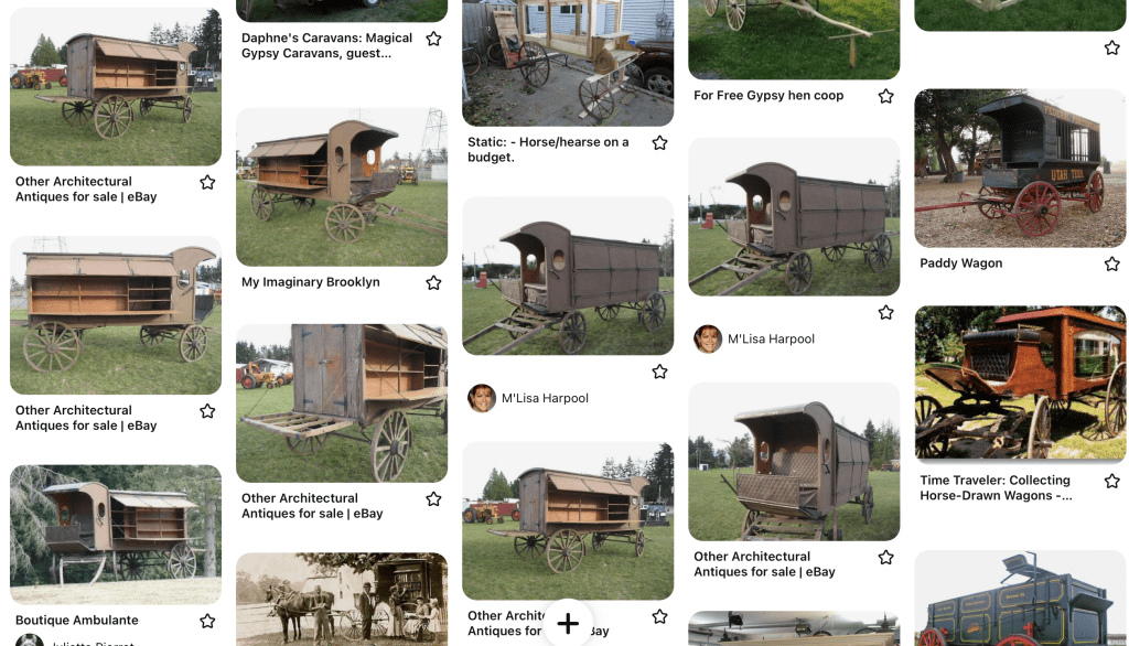 Pinterest collage of book wagons. 