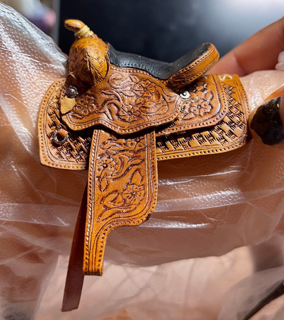 Miniature Breyer saddle